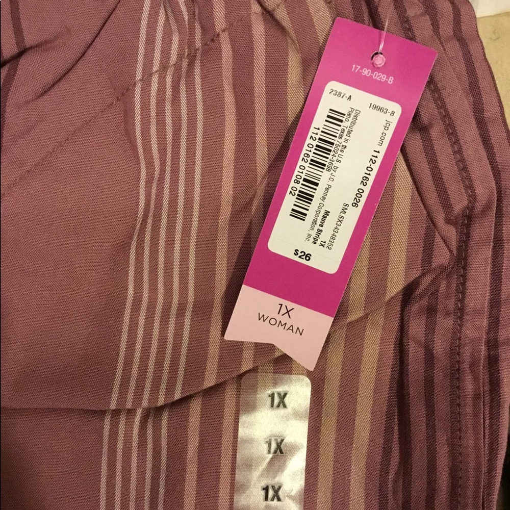 Ambrielle 1X NWT womans sleep/lounge shorts mauve stripe - Picture 3 of 12